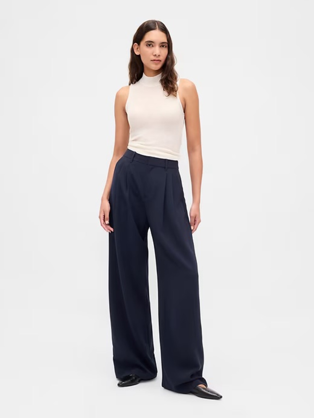 Gap 365 High Rise Pleated Trousers - Navy
